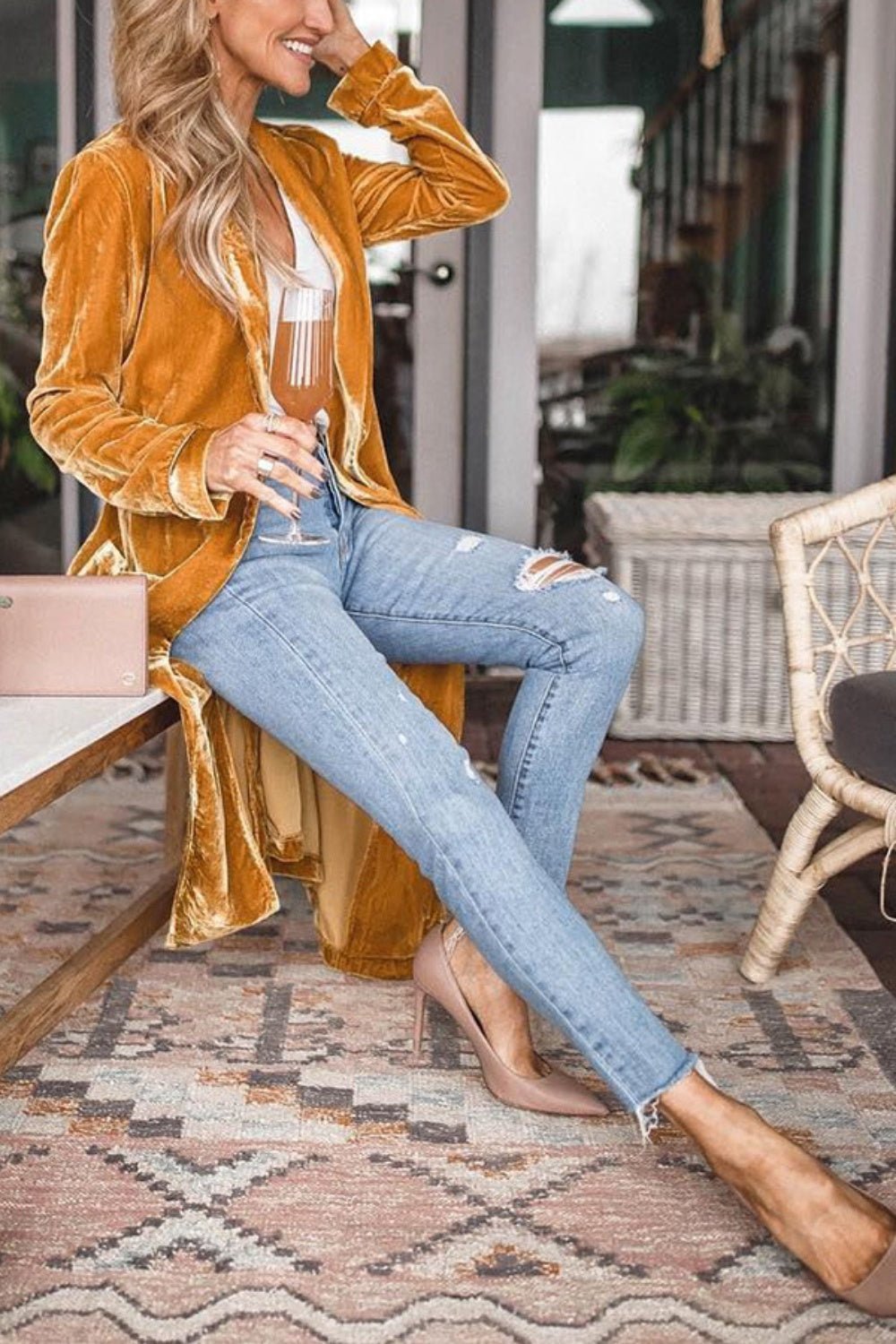 Open Front Long Sleeve Coat - Rochelle's House LLC