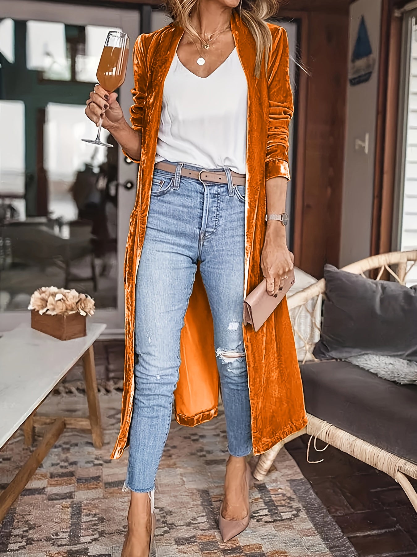 Open Front Long Sleeve Coat - Rochelle's House LLC