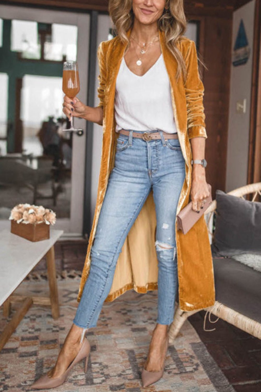Open Front Long Sleeve Coat - Rochelle's House LLC