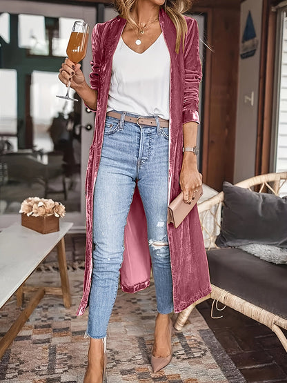 Open Front Long Sleeve Coat - Rochelle's House LLC