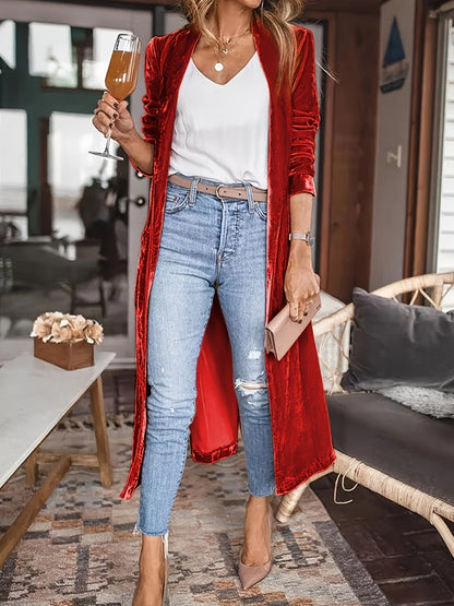 Open Front Long Sleeve Coat - Rochelle's House LLC