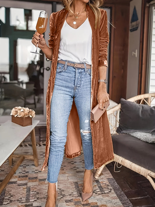 Open Front Long Sleeve Coat - Rochelle's House LLC
