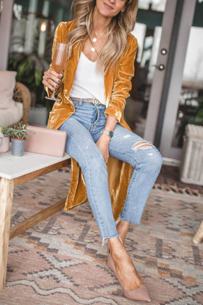 Open Front Long Sleeve Coat - Rochelle's House LLC