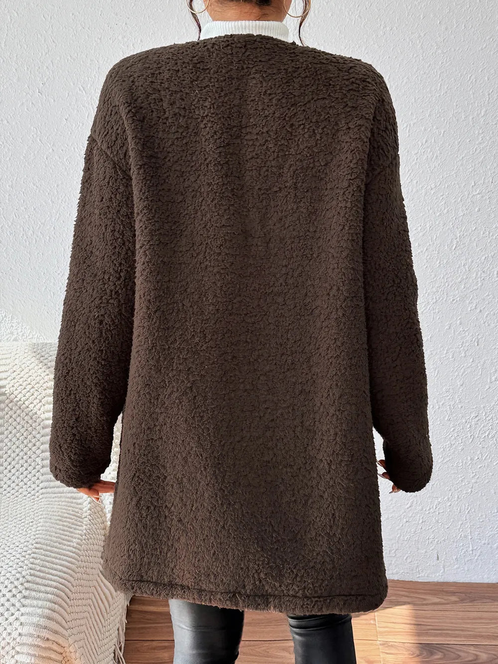 Open Front Long Sleeve Winter Coat - Rochelle's House LLC