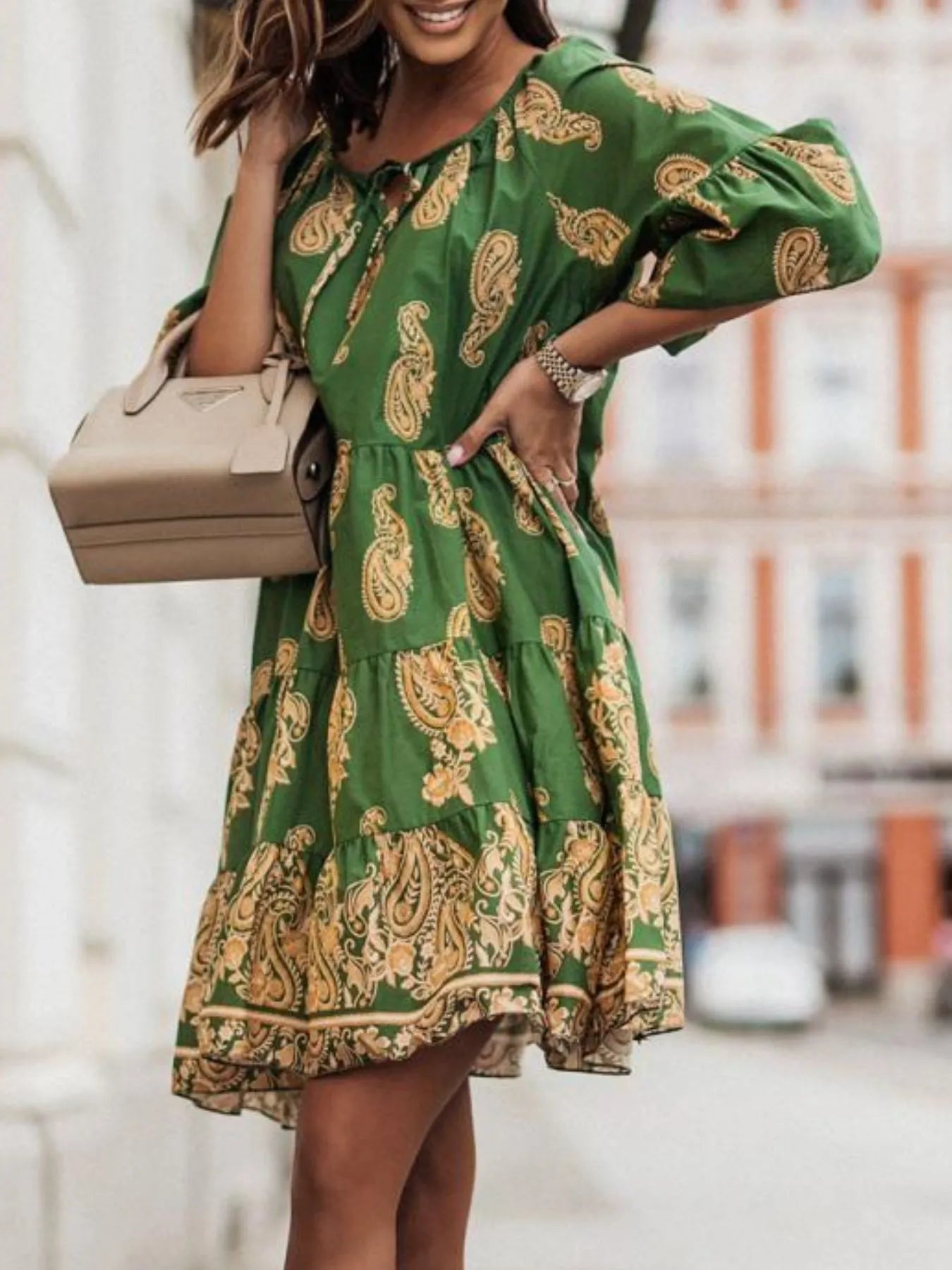 Lifestyle image of product styled for a chic daytime look