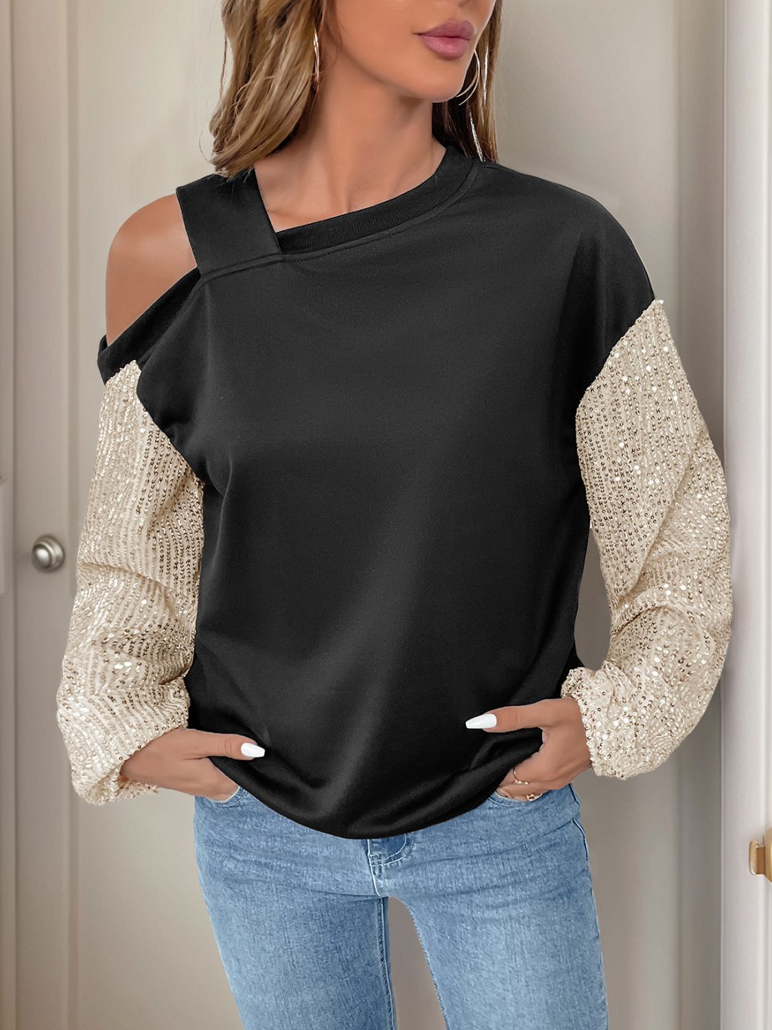 Side view of product highlighting flattering shape and movement