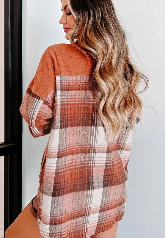 Plaid Button Up Long Sleeve Jacket - Rochelle's House LLC