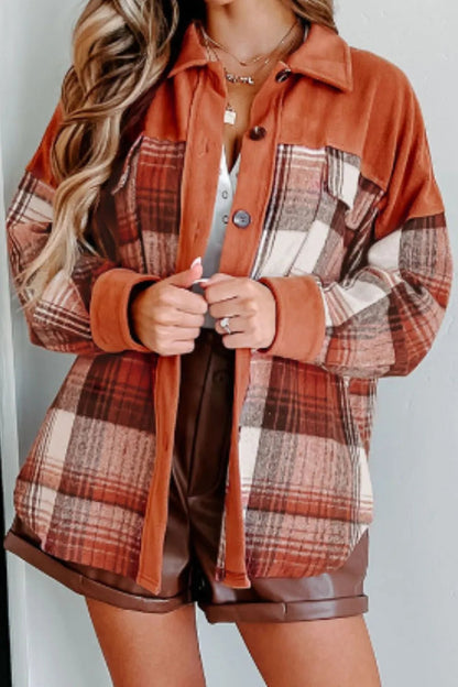 Plaid Button Up Long Sleeve Jacket - Rochelle's House LLC