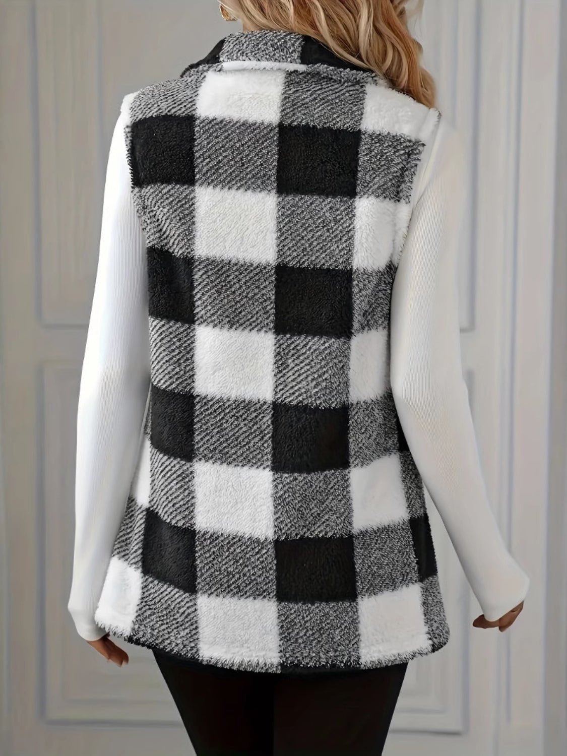 Plaid Button Up Vest Coat - Rochelle's House LLC