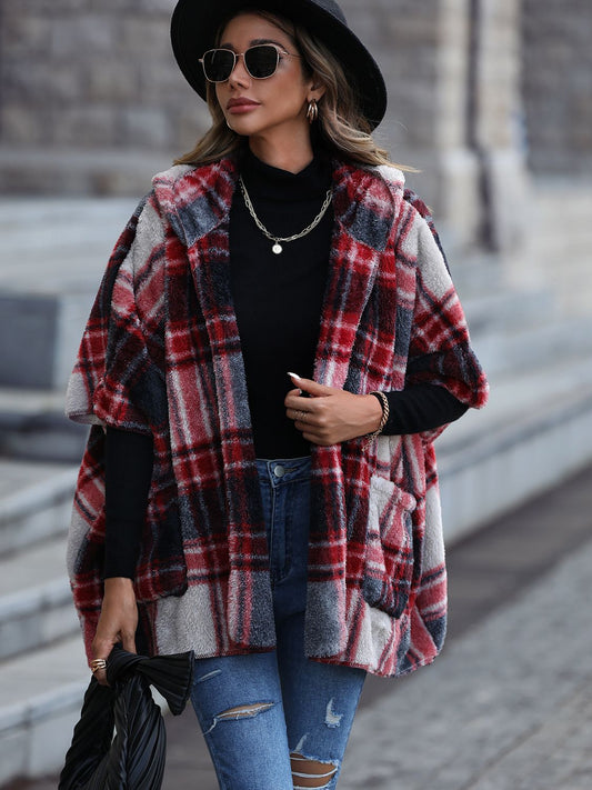 Plaid Hooded Coat with Pockets - Rochelle's House LLC
