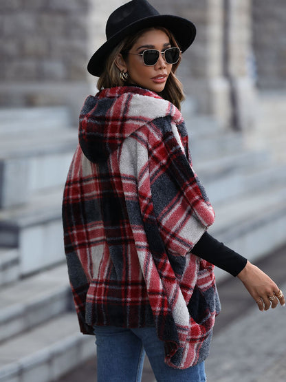 Plaid Hooded Coat with Pockets - Rochelle's House LLC