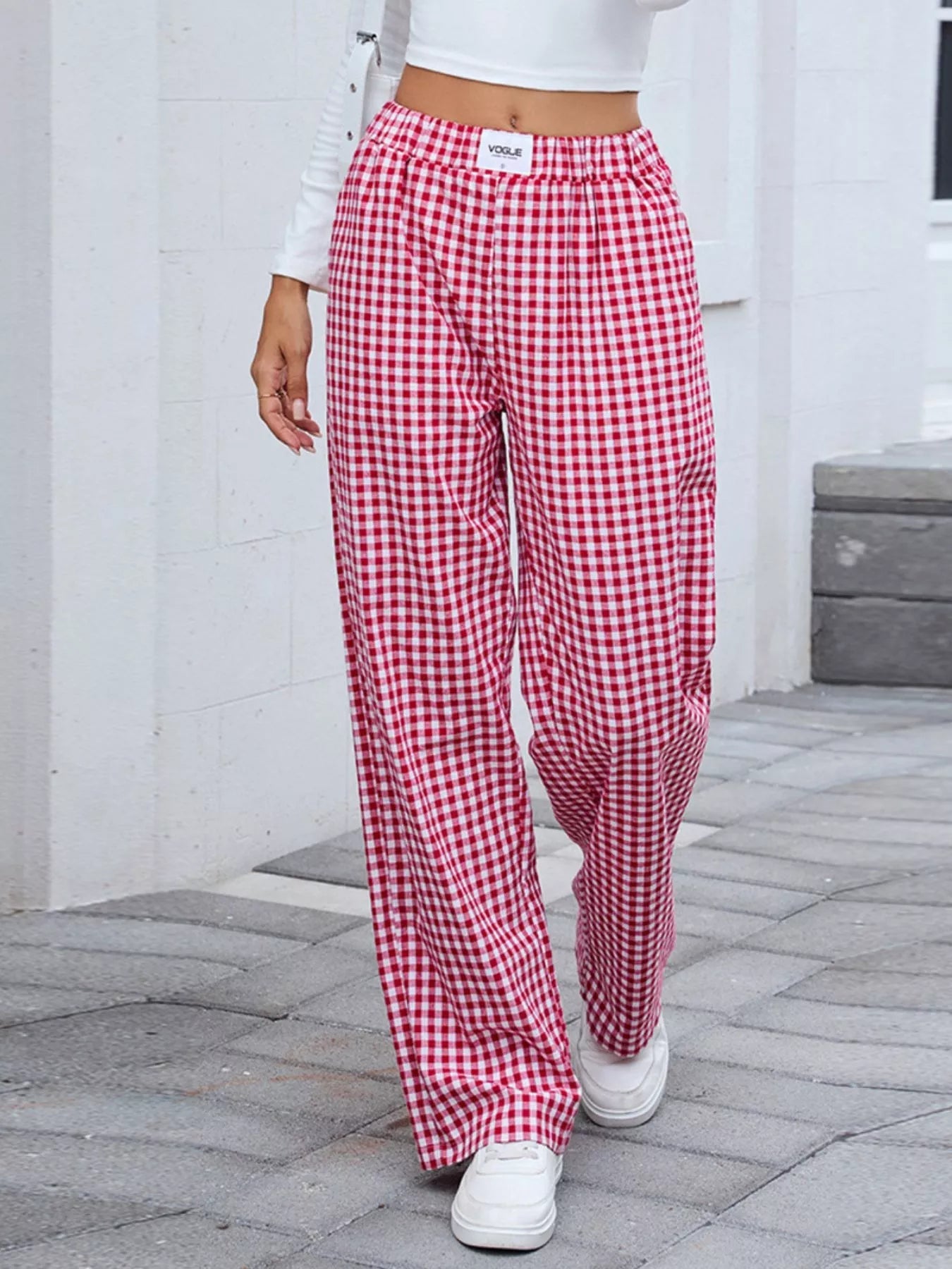 Plaid Wide Leg Casual Pants - Rochelle's House LLC