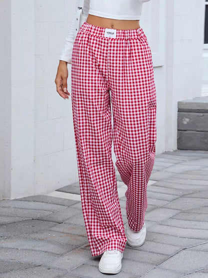 Plaid Wide Leg Casual Pants - Rochelle's House LLC