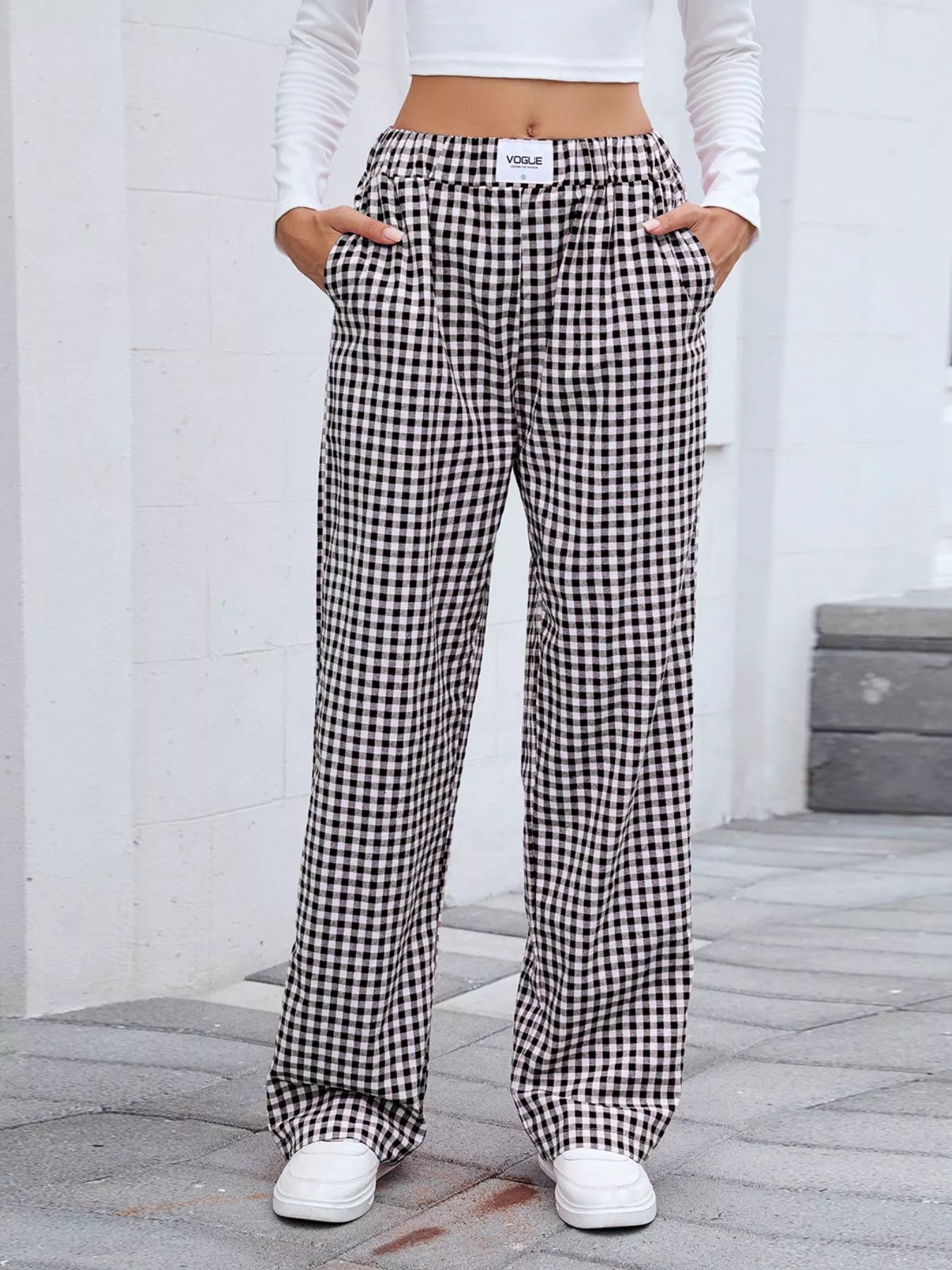 Plaid Wide Leg Casual Pants - Rochelle's House LLC