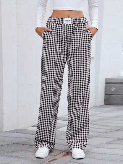 Plaid Wide Leg Casual Pants - Rochelle's House LLC