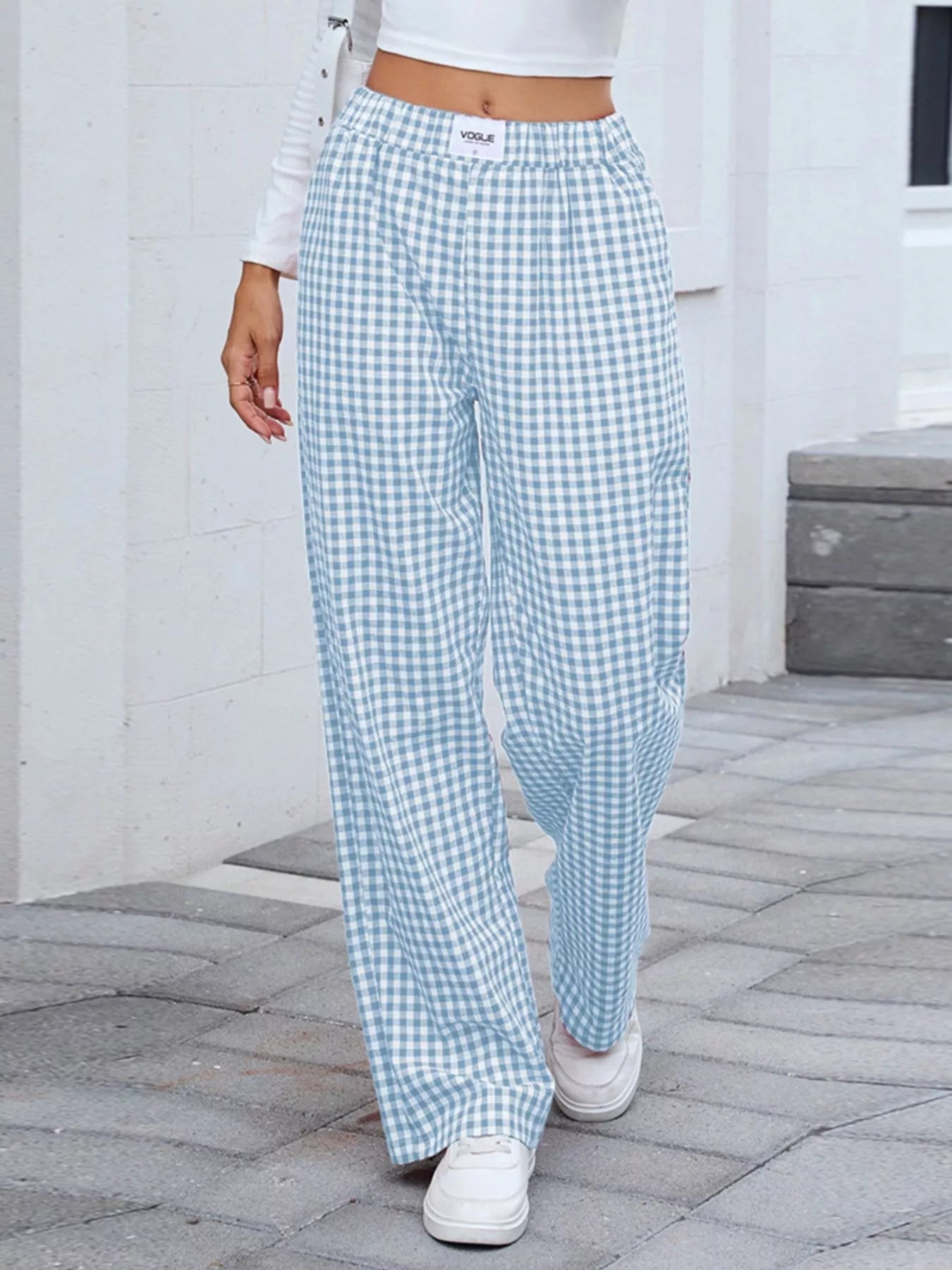 Plaid Wide Leg Casual Pants - Rochelle's House LLC