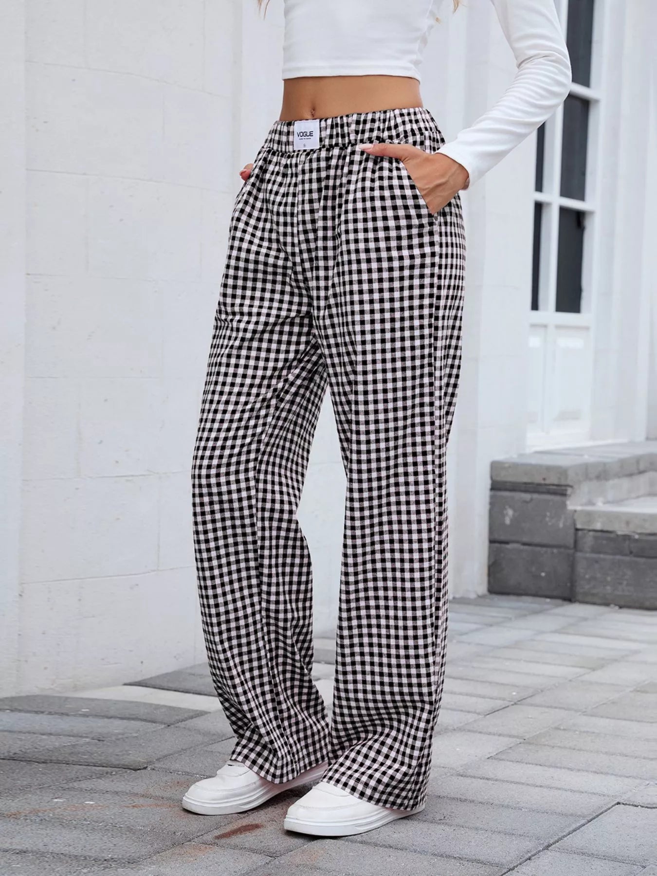 Plaid Wide Leg Casual Pants - Rochelle's House LLC