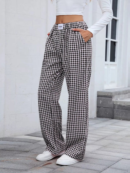 Plaid Wide Leg Casual Pants - Rochelle's House LLC