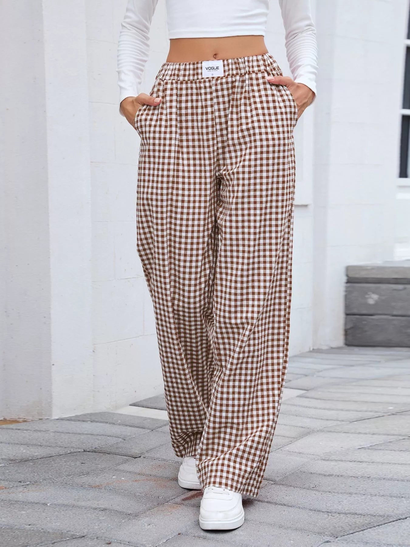 Plaid Wide Leg Casual Pants - Rochelle's House LLC