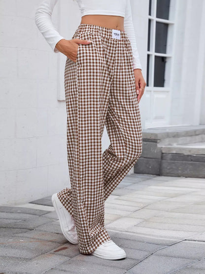 Plaid Wide Leg Casual Pants - Rochelle's House LLC