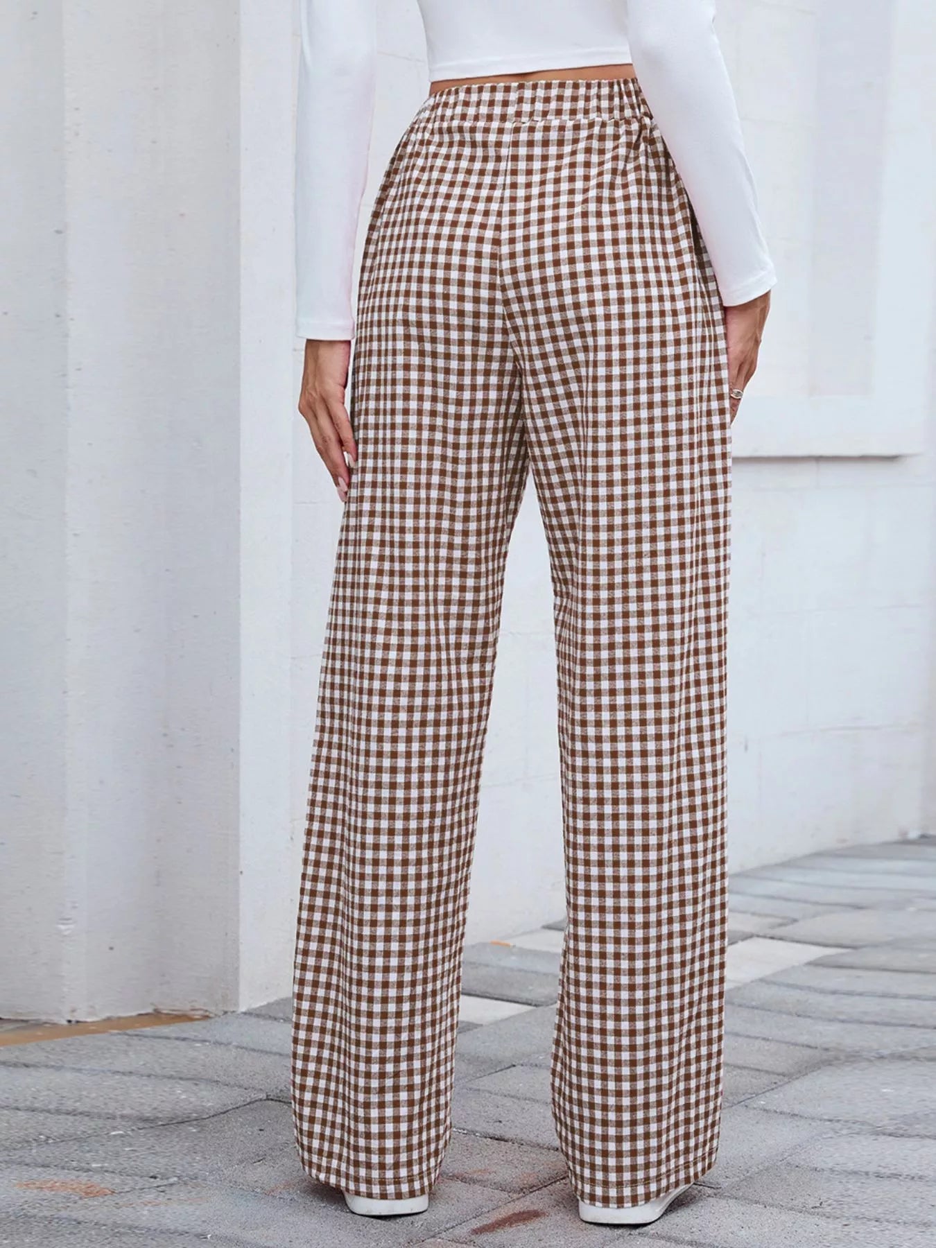 Plaid Wide Leg Casual Pants - Rochelle's House LLC