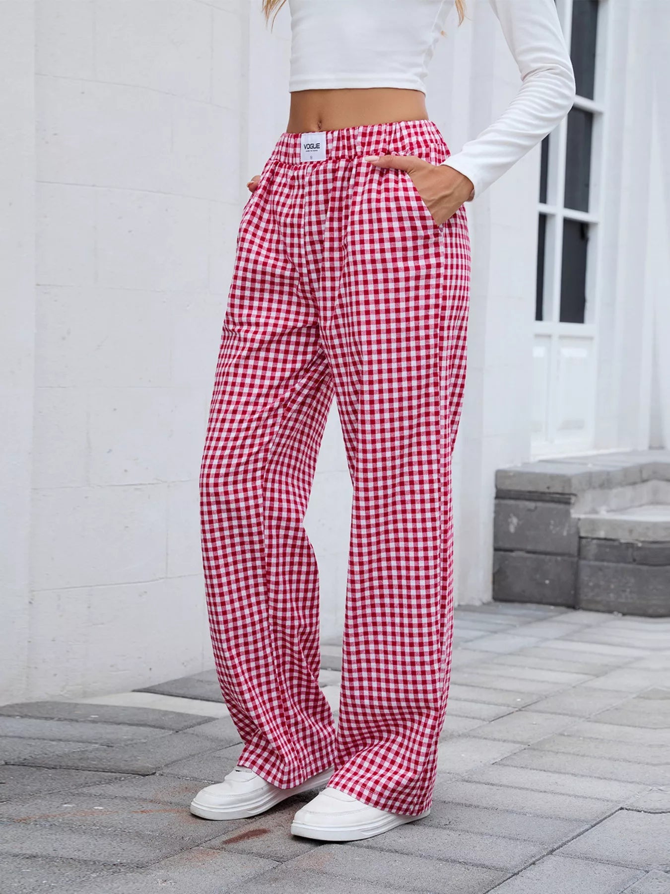 Plaid Wide Leg Casual Pants - Rochelle's House LLC