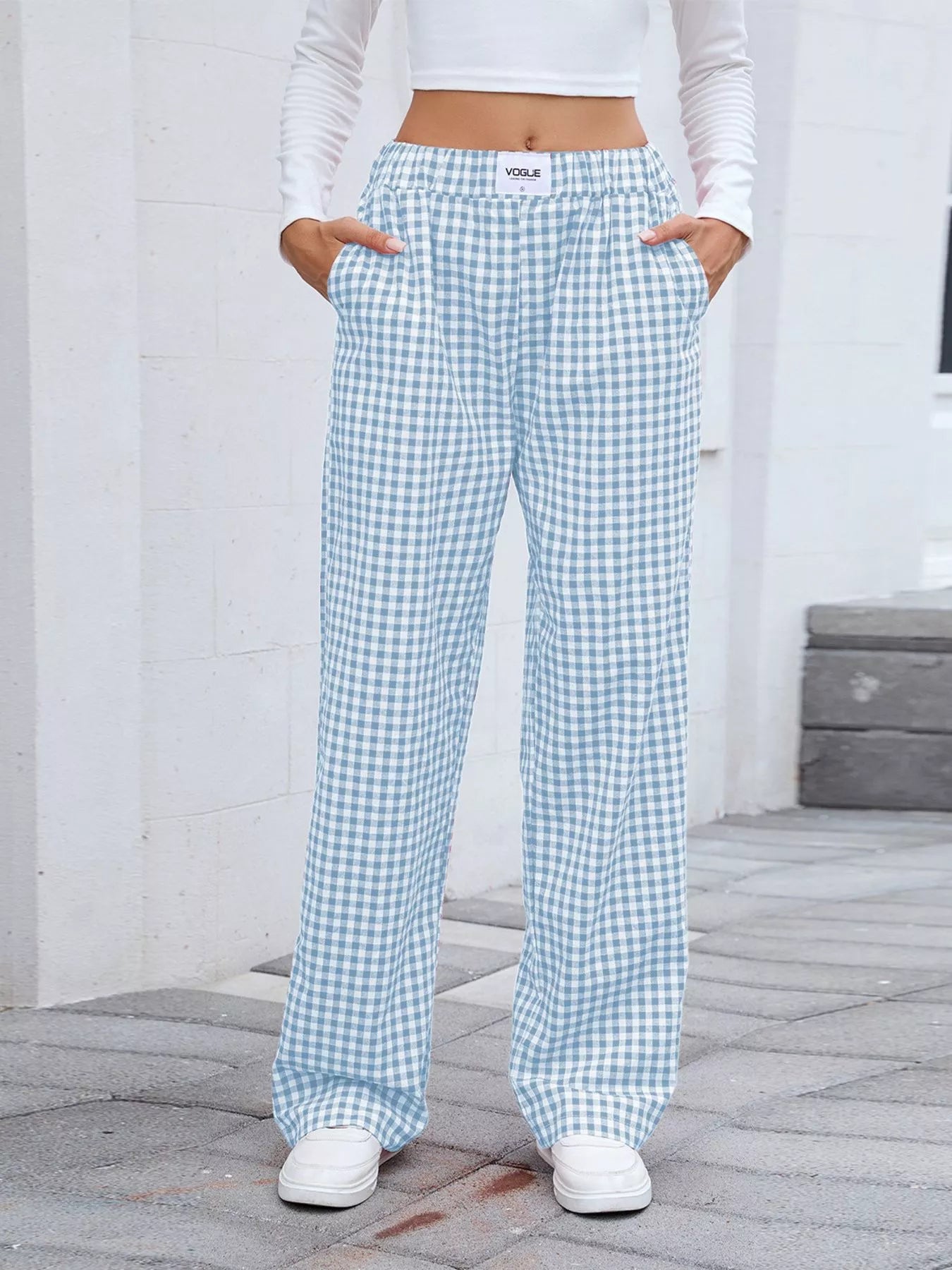 Plaid Wide Leg Casual Pants - Rochelle's House LLC