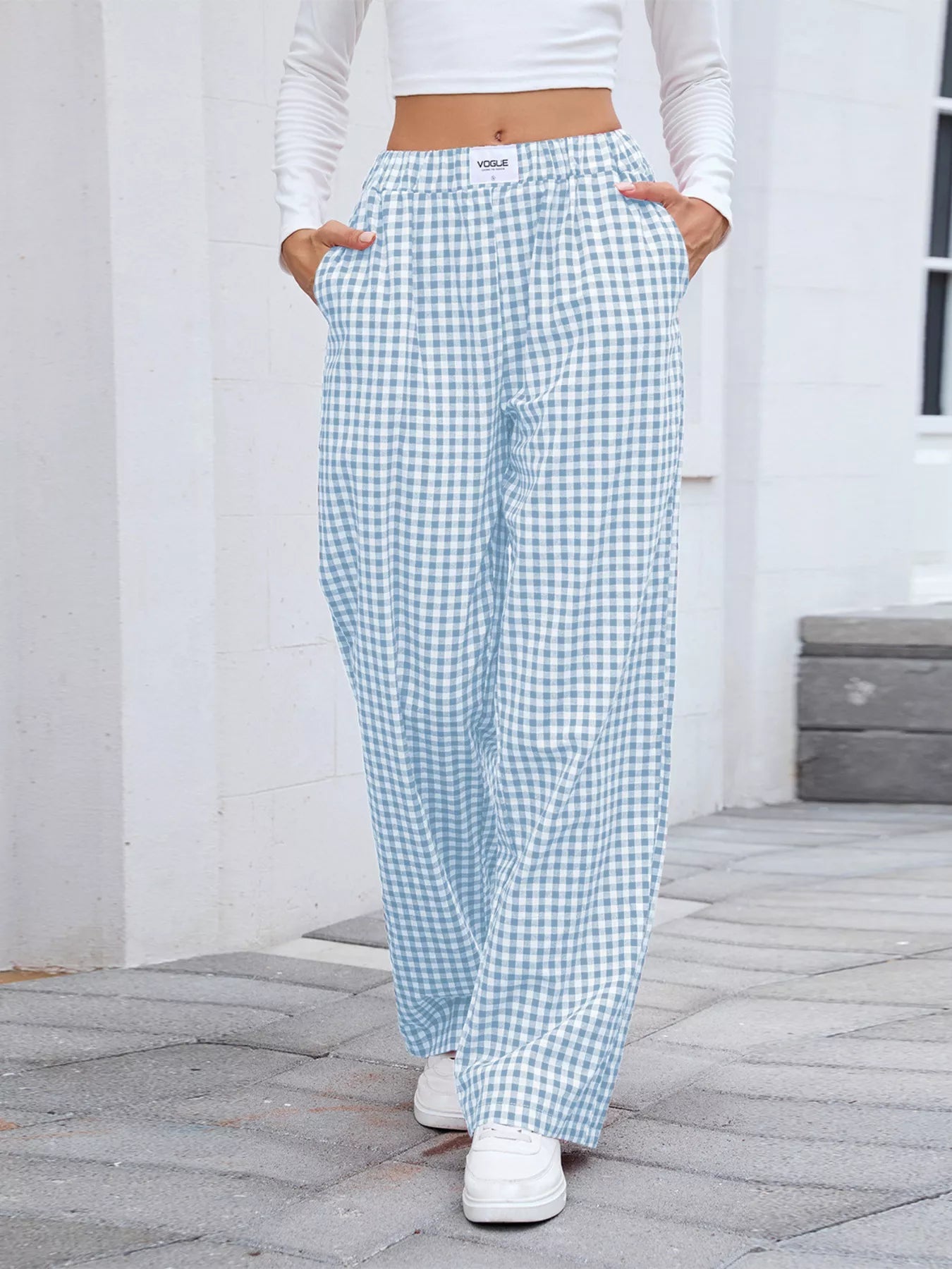 Plaid Wide Leg Casual Pants - Rochelle's House LLC