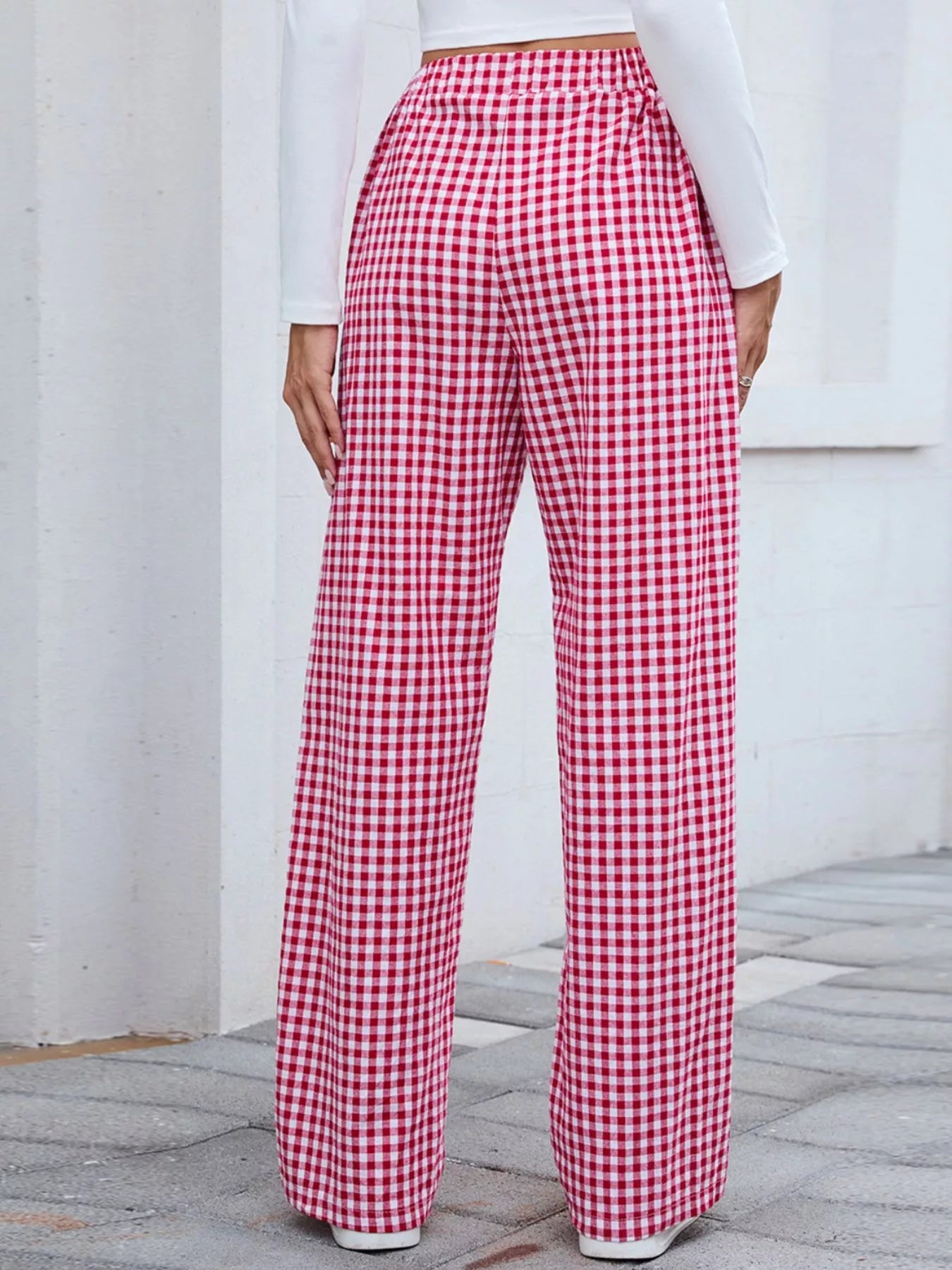 Plaid Wide Leg Casual Pants - Rochelle's House LLC