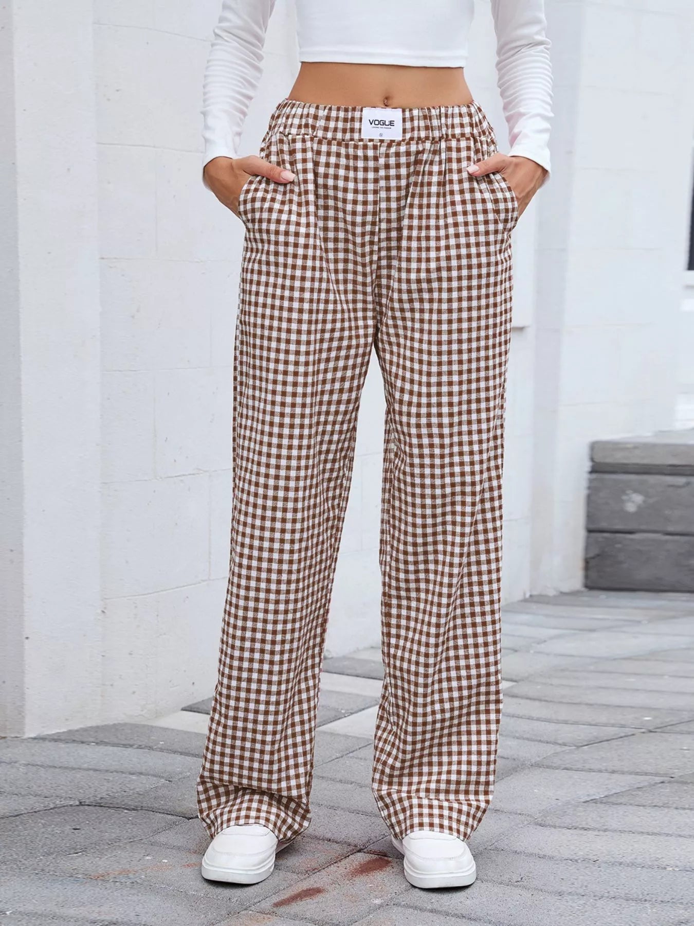 Plaid Wide Leg Casual Pants - Rochelle's House LLC