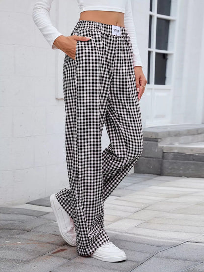 Plaid Wide Leg Casual Pants - Rochelle's House LLC