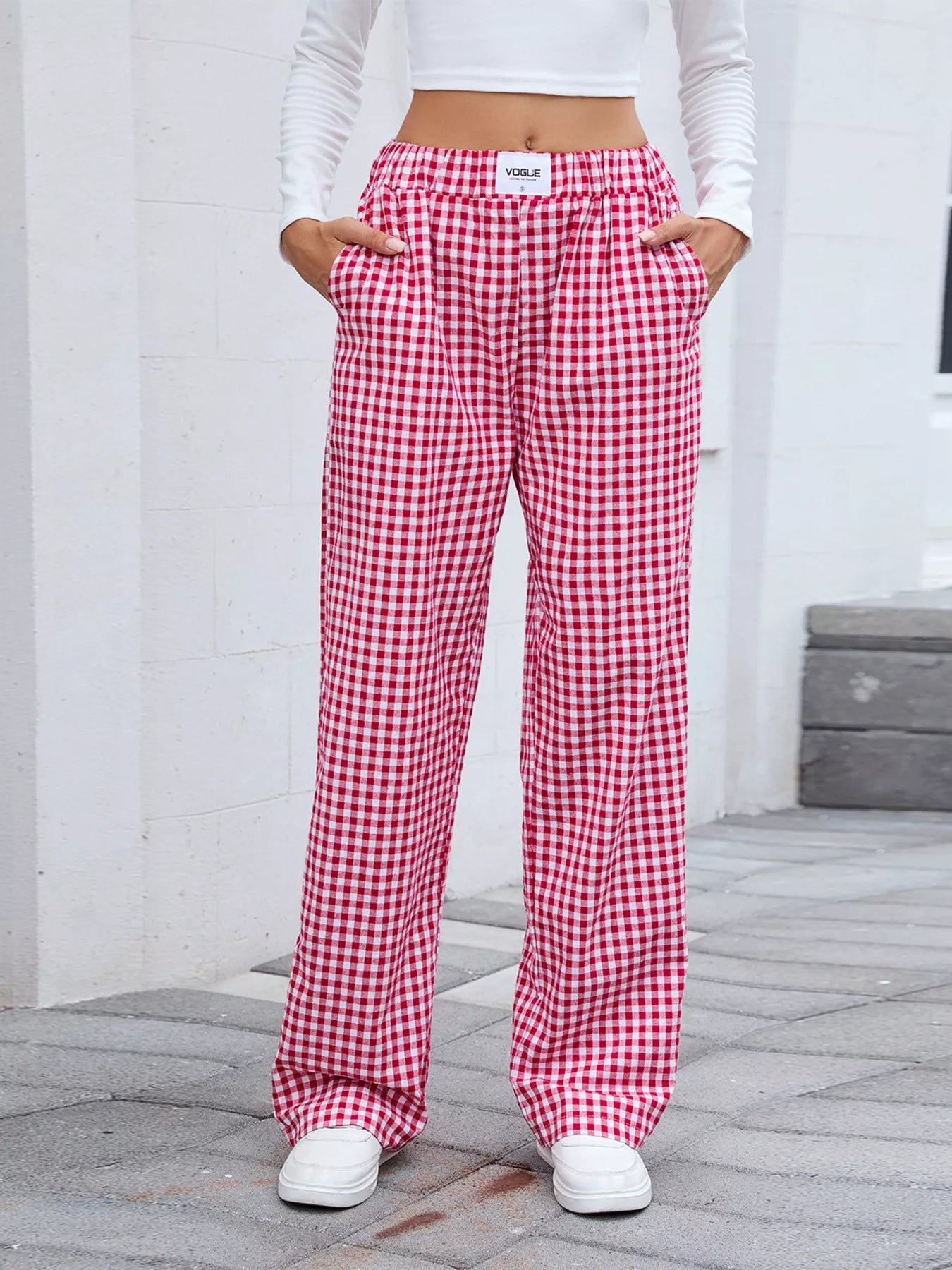 Plaid Wide Leg Casual Pants - Rochelle's House LLC