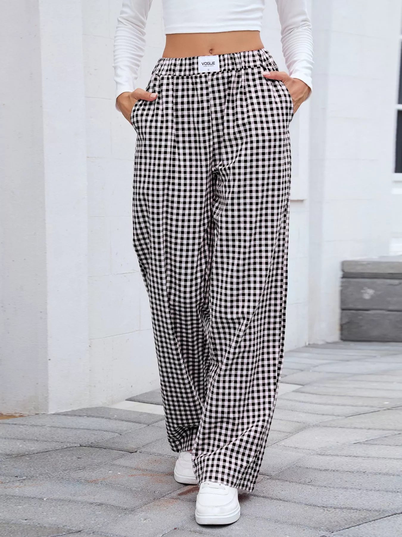 Plaid Wide Leg Casual Pants - Rochelle's House LLC