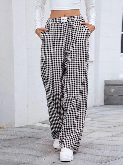 Plaid Wide Leg Casual Pants - Rochelle's House LLC