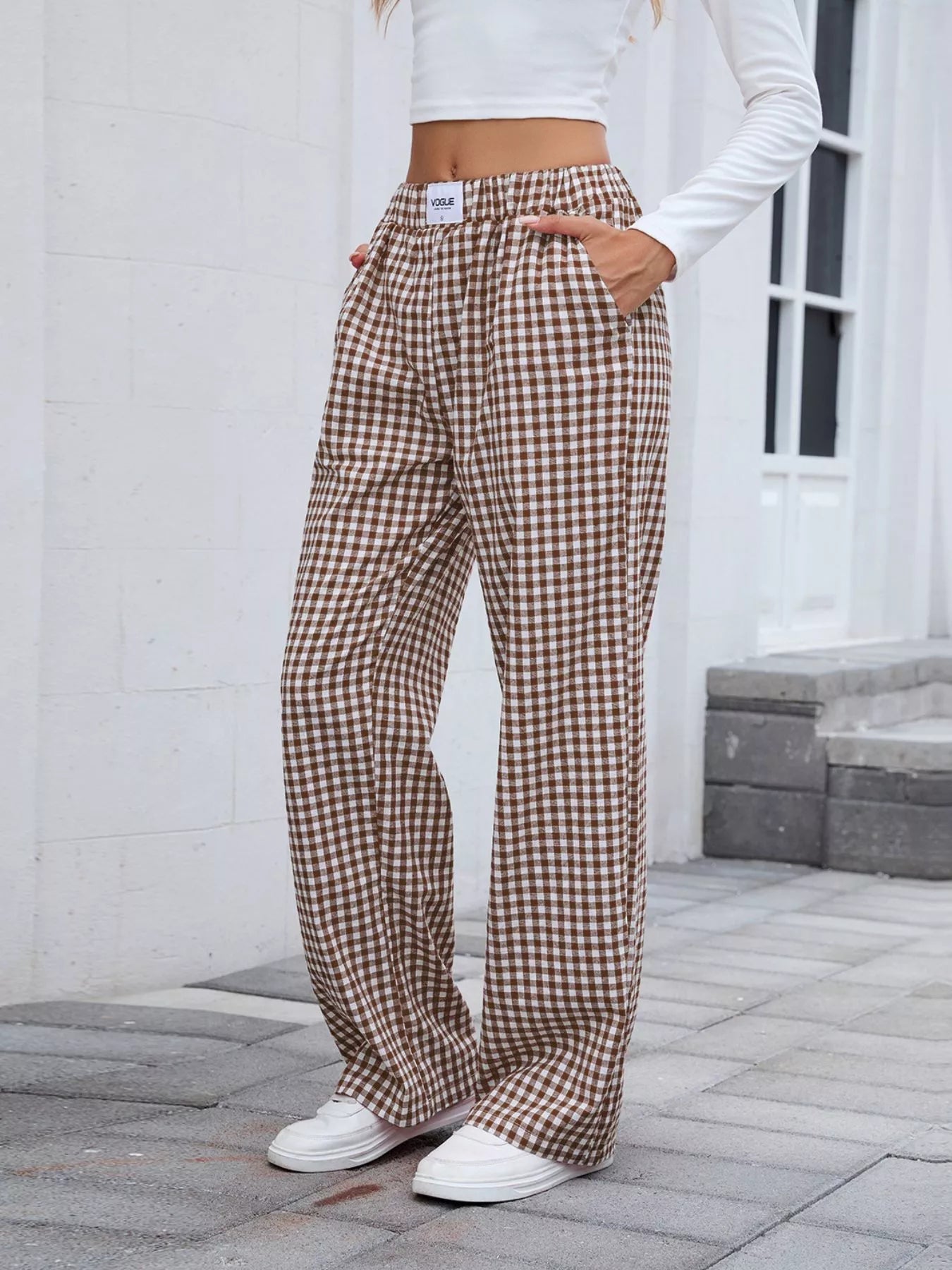 Plaid Wide Leg Casual Pants - Rochelle's House LLC