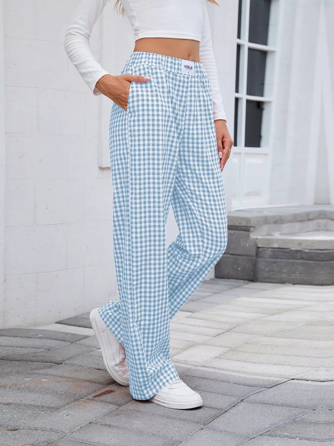 Plaid Wide Leg Casual Pants - Rochelle's House LLC