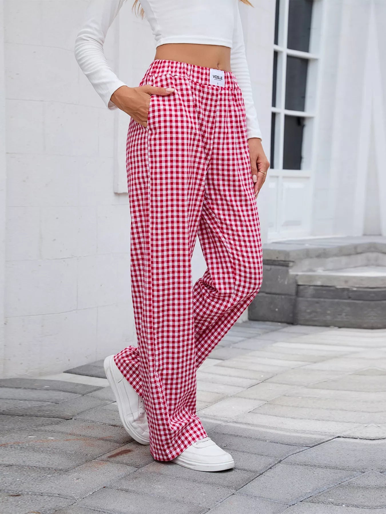 Plaid Wide Leg Casual Pants - Rochelle's House LLC
