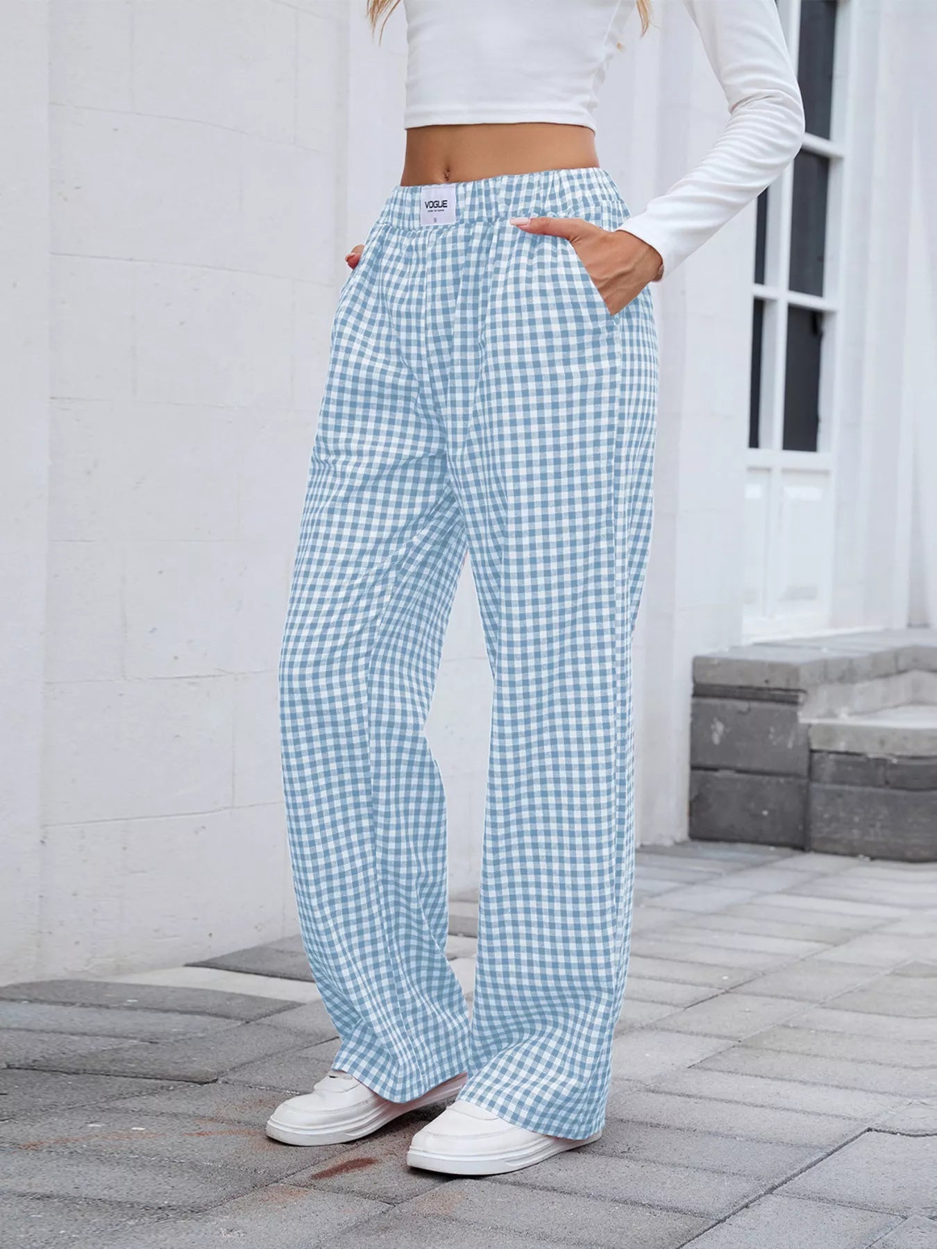 Plaid Wide Leg Casual Pants - Rochelle's House LLC