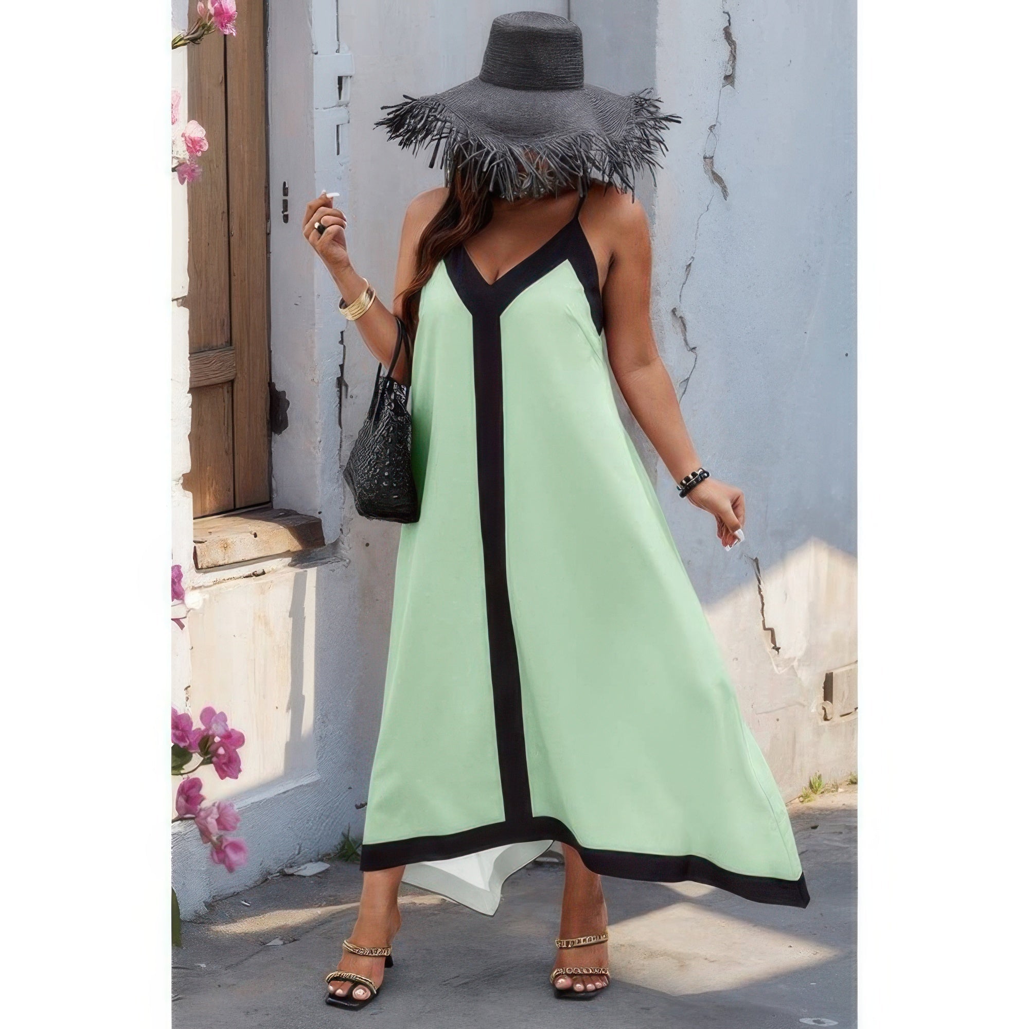 Plus Colorblock Spaghetti Strap A Line Dress - Rochelle's House LLC
