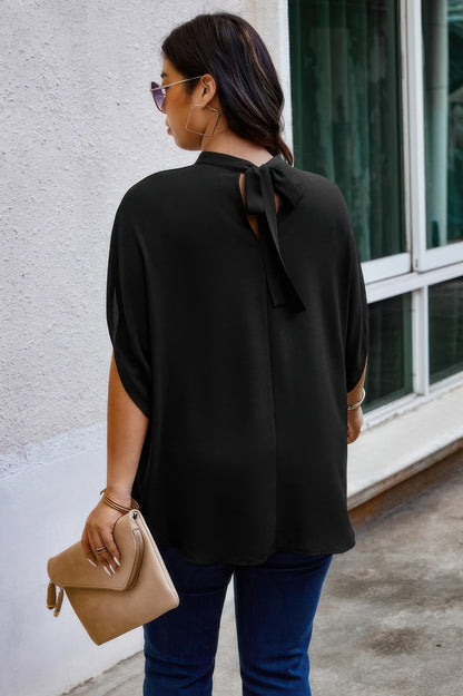 Plus Mock Neck Batwing Sleeve Loose Tunic Top - Rochelle's House LLC