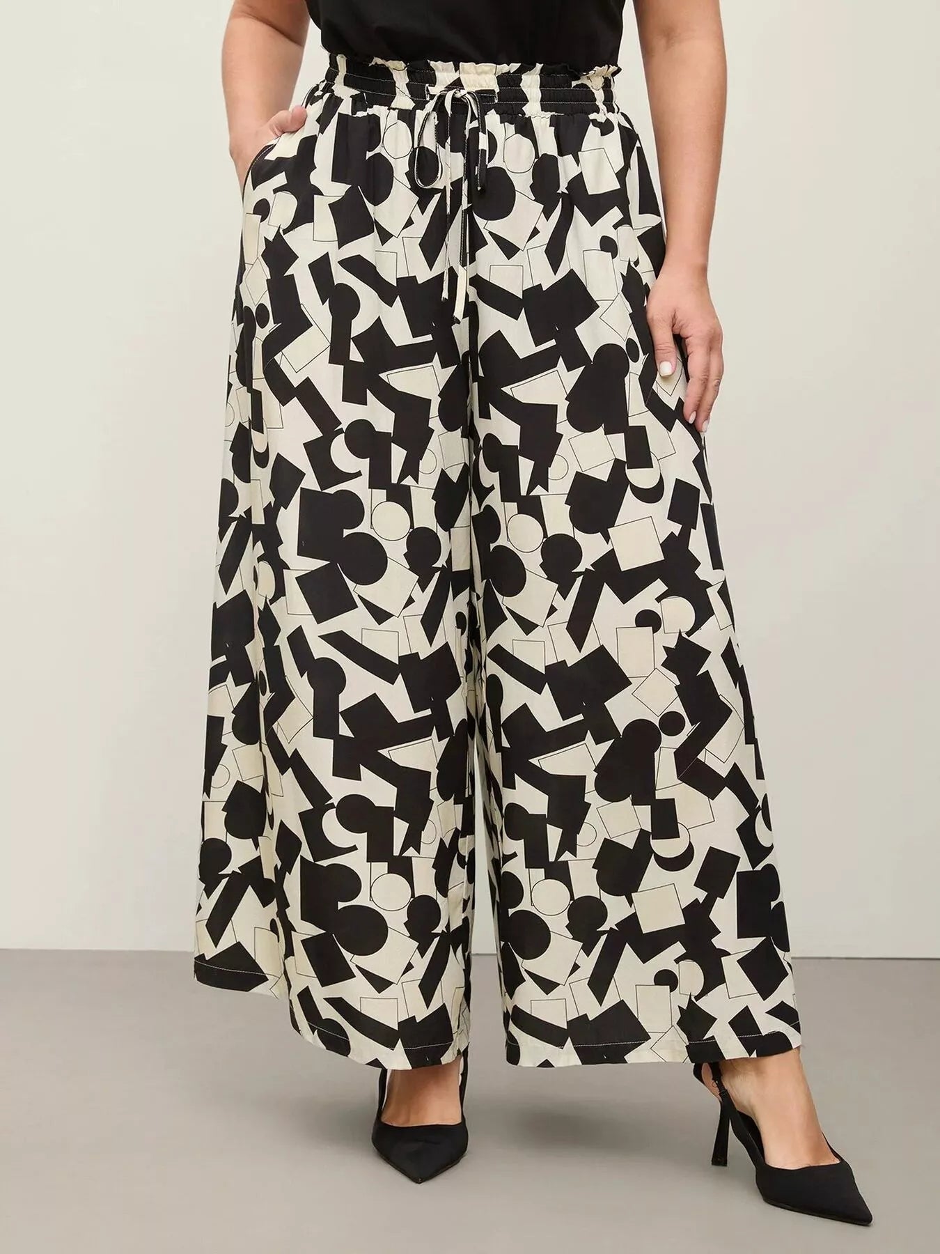 Plus Size Abstract Print Wide Leg Pants - Rochelle's House LLC
