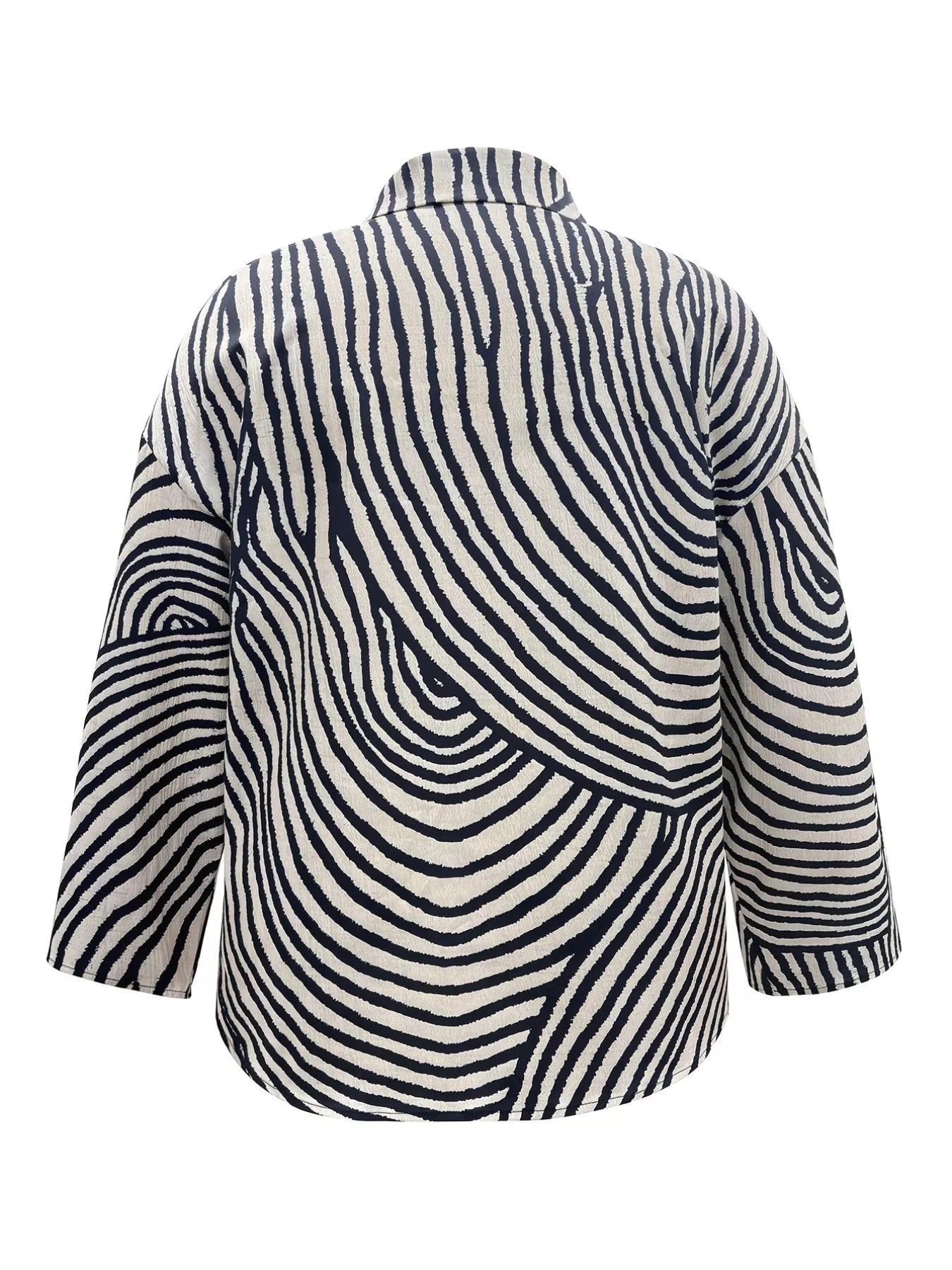 Plus Size Abstract Zebra Print Button - Down Shirt - Rochelle's House LLC