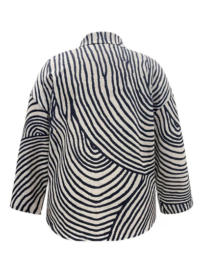Plus Size Abstract Zebra Print Button - Down Shirt - Rochelle's House LLC