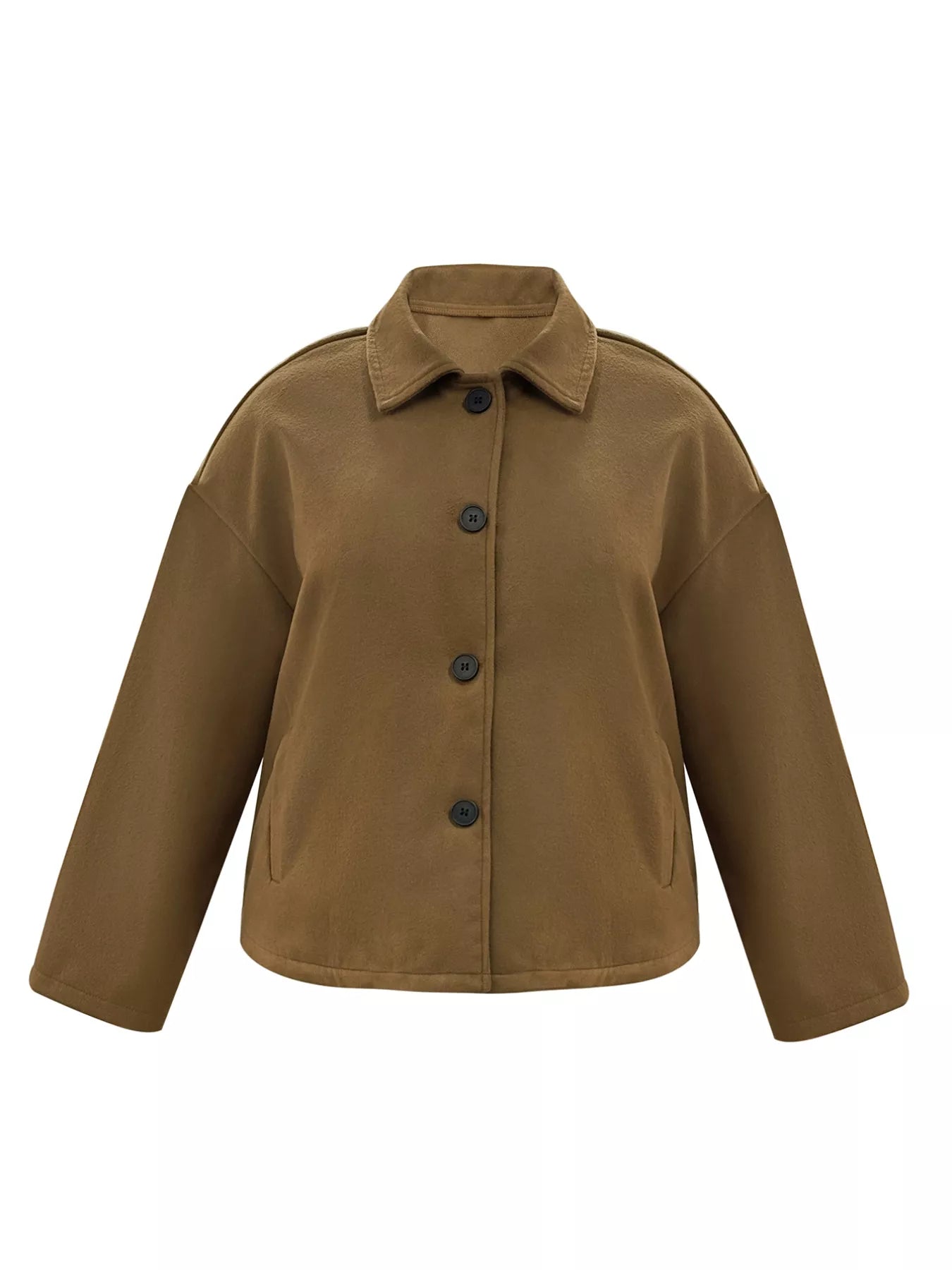 Plus Size Button - Down Cropped Outerwear - Rochelle's House LLC