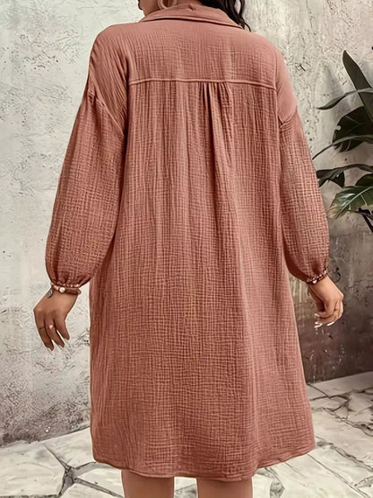Plus Size Casual Button - Down Shirt Dress - Rochelle's House LLC