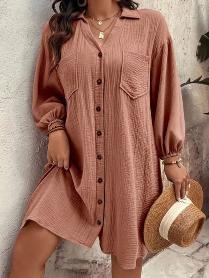 Plus Size Casual Button - Down Shirt Dress - Rochelle's House LLC