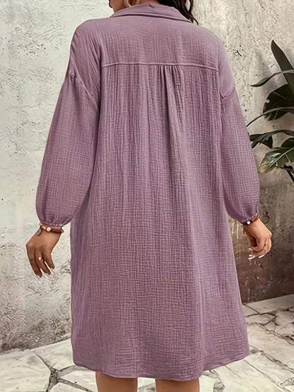 Plus Size Casual Button - Down Shirt Dress - Rochelle's House LLC