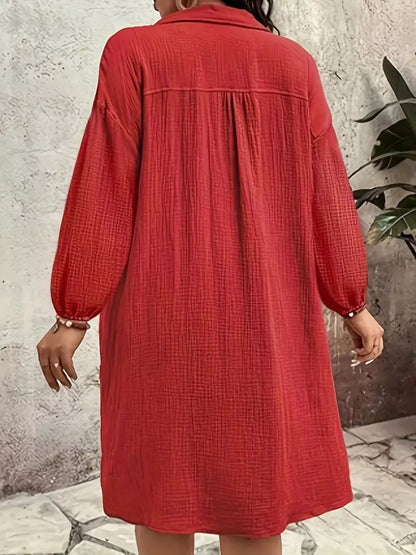 Plus Size Casual Button - Down Shirt Dress - Rochelle's House LLC