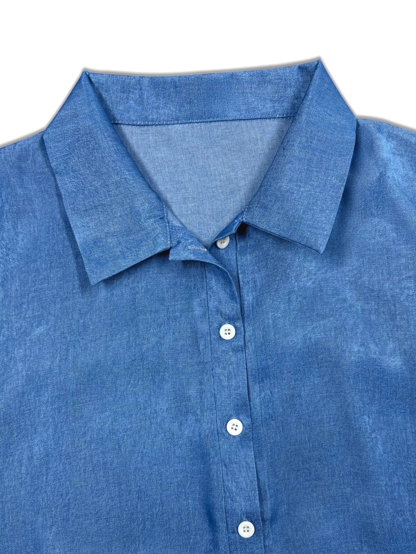 Plus Size Collared Neck Half Button Blouse - Rochelle's House LLC