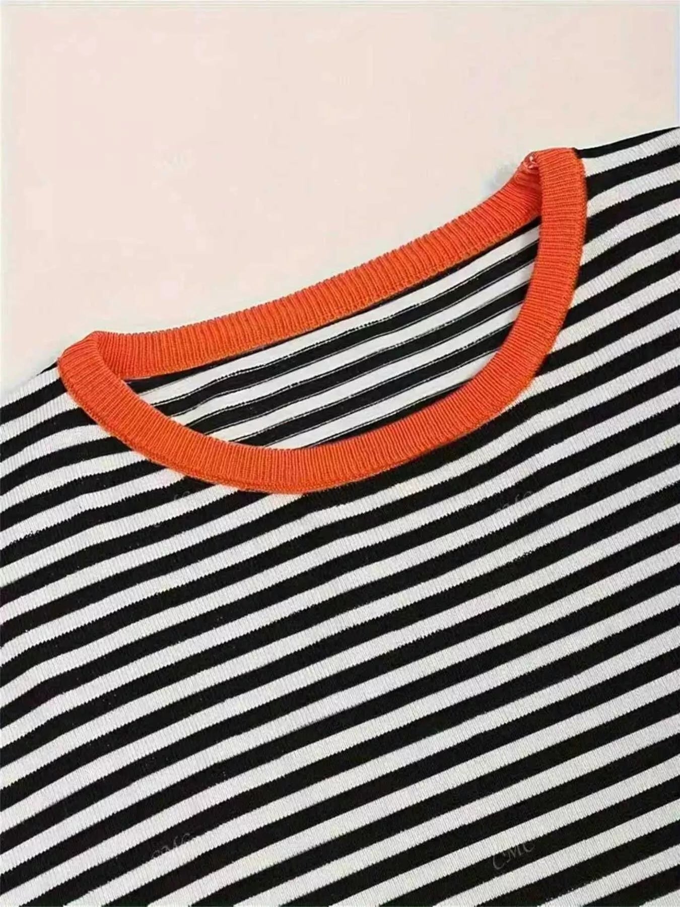 Plus Size Contrast Striped Long Sleeve Sweater - Rochelle's House LLC